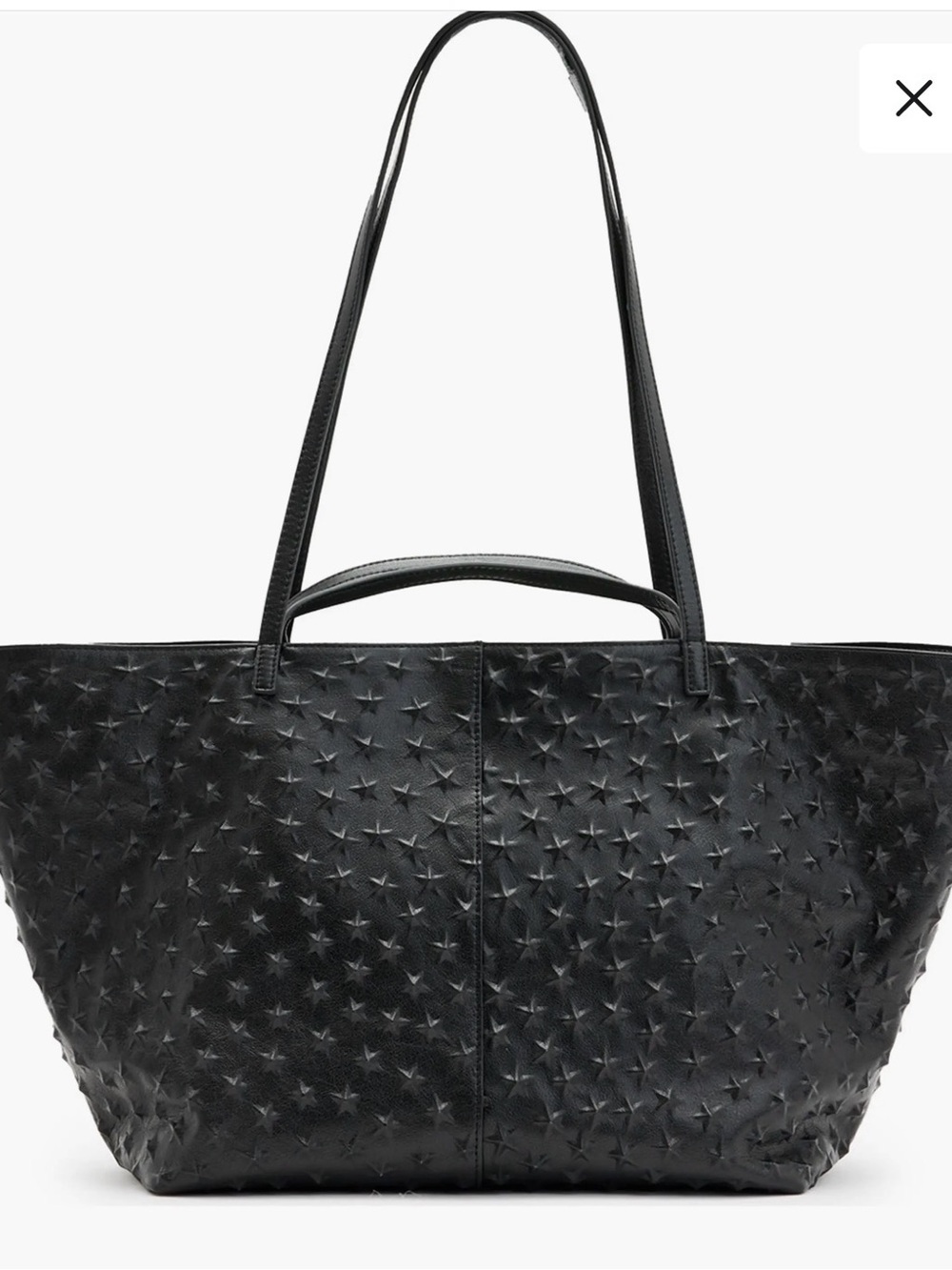ALLSAINTS Hannah East-West Black Star-Embossed Leather Tote Bag